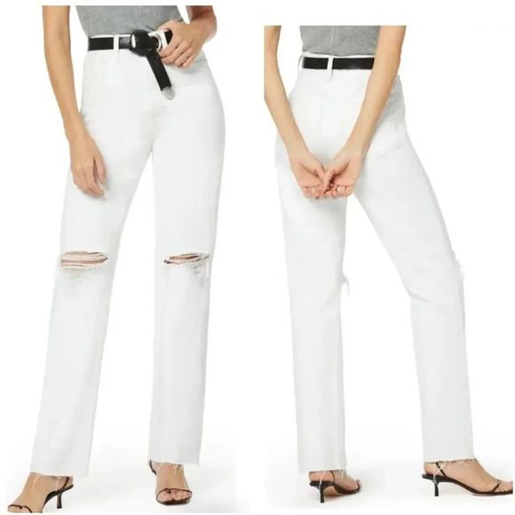 Favorite Daughter High Waist Boyfriend Jeans White Distressed Size 31 NWT New - Picture 2 of 14